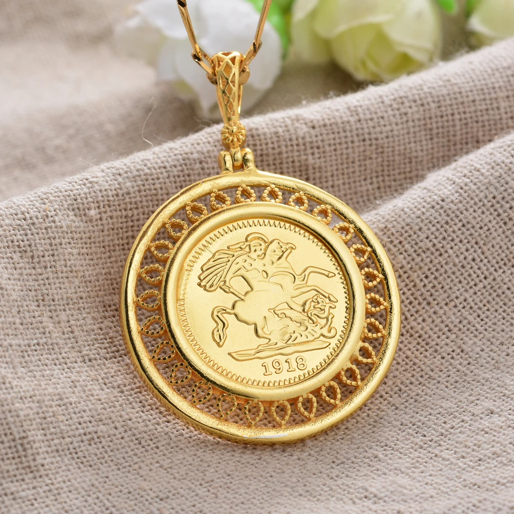 

Napoleon commemorative coin Copper Gold Color Necklace for Men Women Gold Color Chain Necklace Jewelry