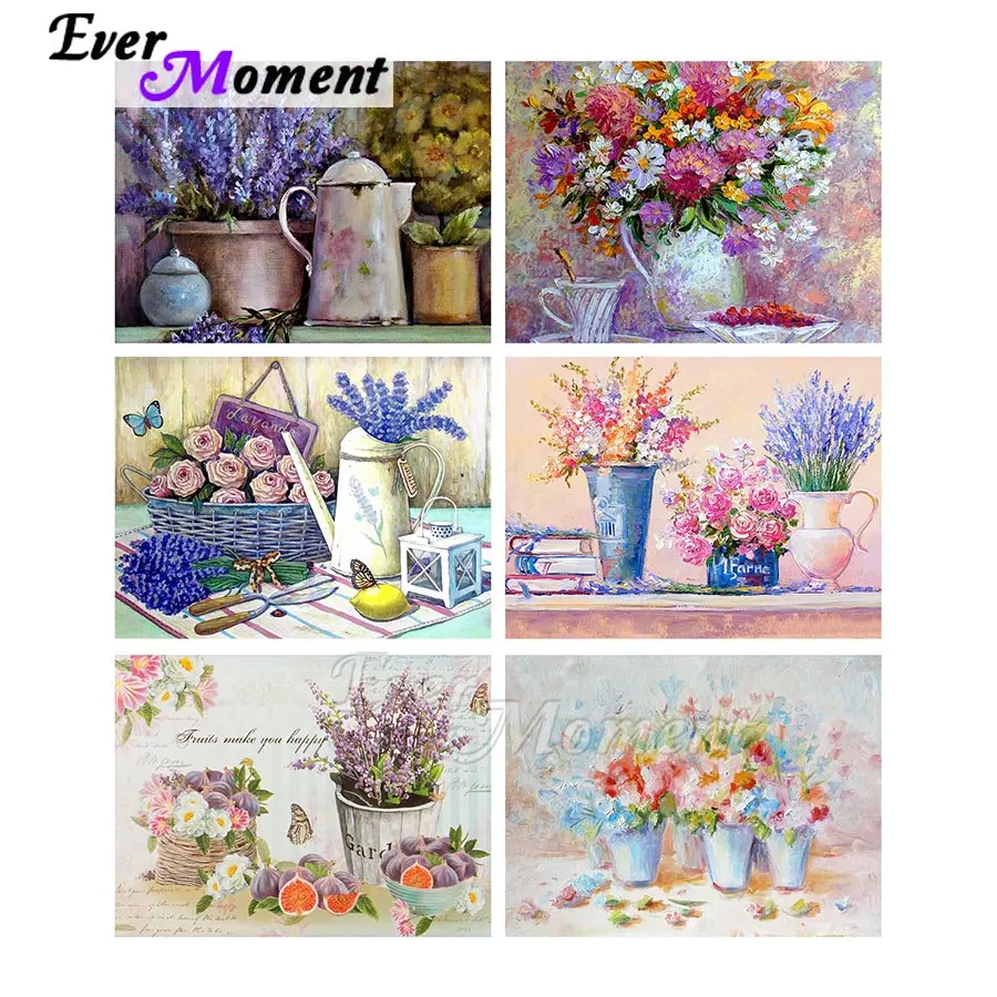 Ever Moment Diamond Painting Resin Drills Wall Art Flower 3D Full Square Round Drills Picture For Giving Handicraft Kits ASF2212