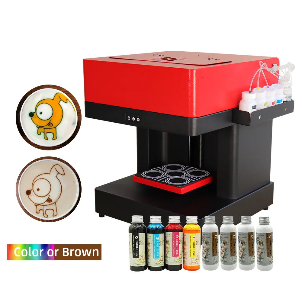 Coffee Printer 4-Cup Selfies Latte Printer Food Print Machine CISS Version With Free Edible Ink For Cappuccino Cake Macaron