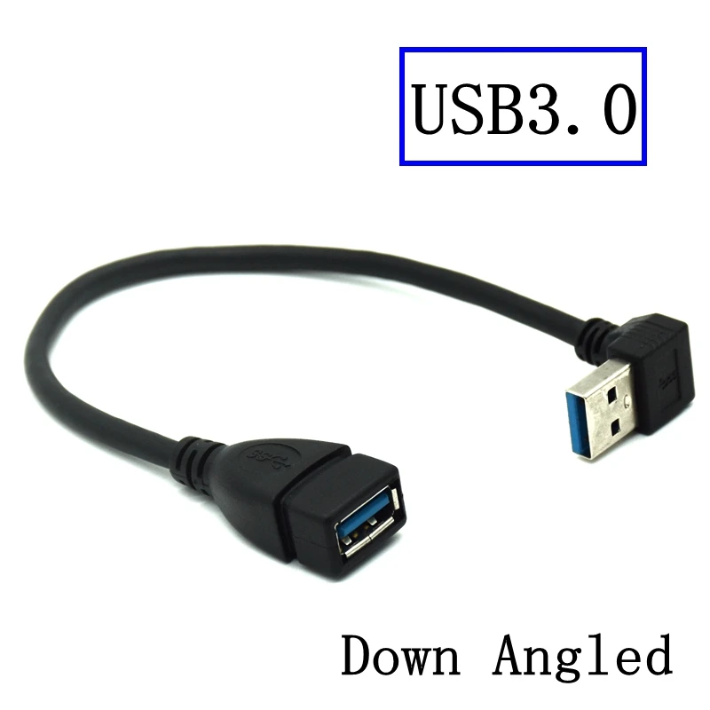 90 Degree Right & Left Elbow Super High Speed USB 3.0 Male To Female Cable Extension 15cm