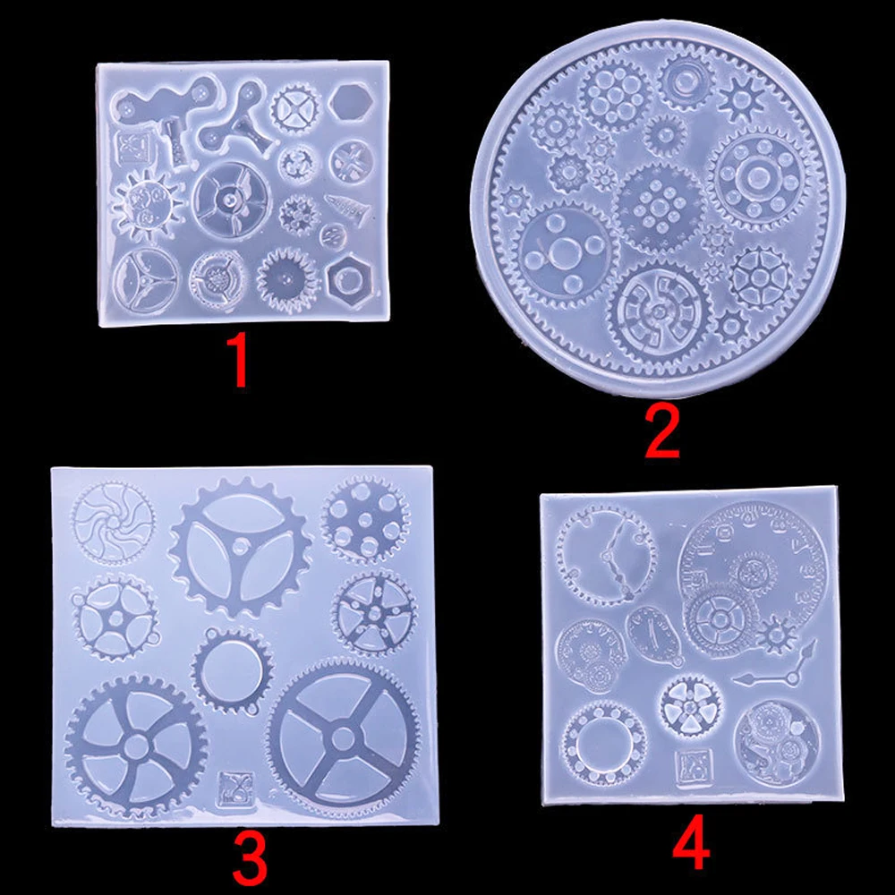 Steampunk Gear Silicone Molds Clockwork Cog Mold Gearwheel Mold Flexible UV Epoxy Resin Mould Pendants Jewelry Making Supplies