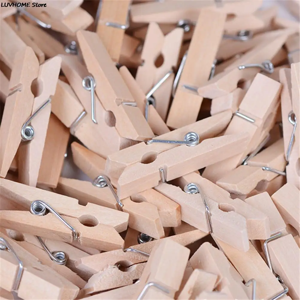 50 Pcs/lot Natural Mini Spring Wood Clips Clothes Photo Paper Peg Pin Clothespin Craft Clips Party Home Decoration Wholesale