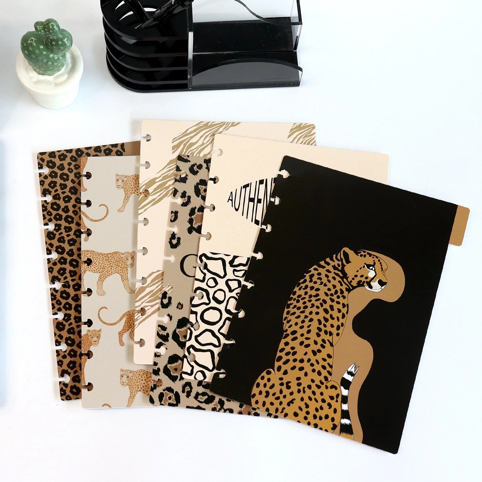 Mushroom Buckle Binder Index Dividers Cartoon Cheetah Pattern Daily Plan Bookmark Index Notebook A5 Size Flipchart Divider