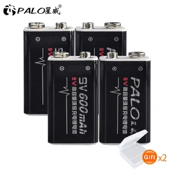 Bateria PALO 9v 6F22 006p 9V Li-ion 600mah akumulatory do aparatu cyfrowego 9v akumulator do radia