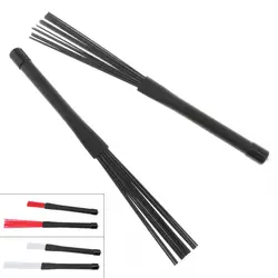 1 Pair Universal Retractable Nylon Jazz Drum Brushes Sticks with Rubber Handles Red Black White