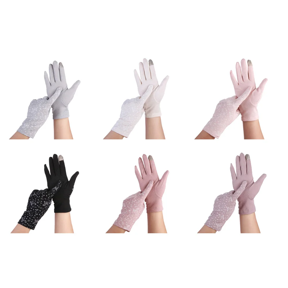 Gants d'été antidérapants pour écran tactile, taille unique, courts en coton, protection contre les UV purs, protection solaire élastique