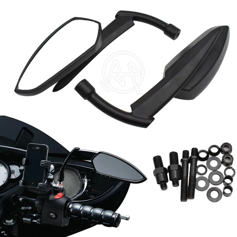 1pair Motorcycle Modified Black Metal Rearview Mirrors for Harley XL883 XL1200 Fat Boy V-Road Softail Dyna Touring XL 883 1200