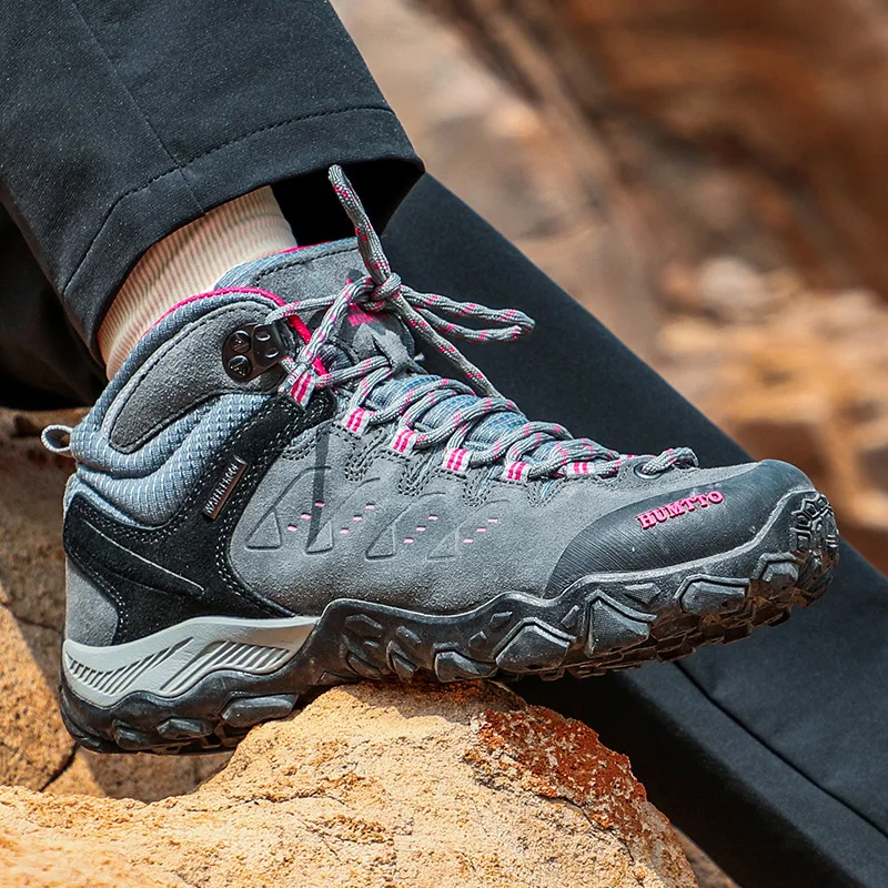 HUMTTO-zapatos de senderismo para mujer, zapatillas impermeables de montaña para acampar al aire libre, deportivas de cuero, botas de Trekking para