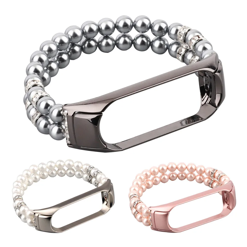 Bracelet élastique perlé pour femme, bracelet de montre, bijoux colorés, bracelet perlé pour Xiaomi Mi Band 5 6 7