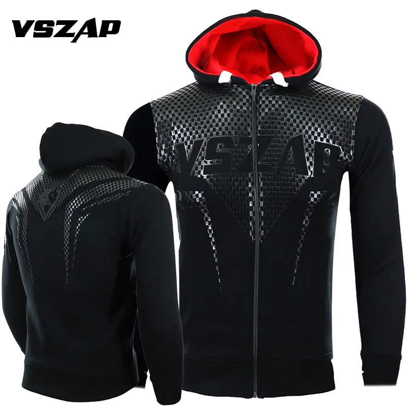 VSZAP MMA Rock Hoodies winter jacket long sleeve hooded Sweatshirt kickboxing combat Stitching Printed fish scales