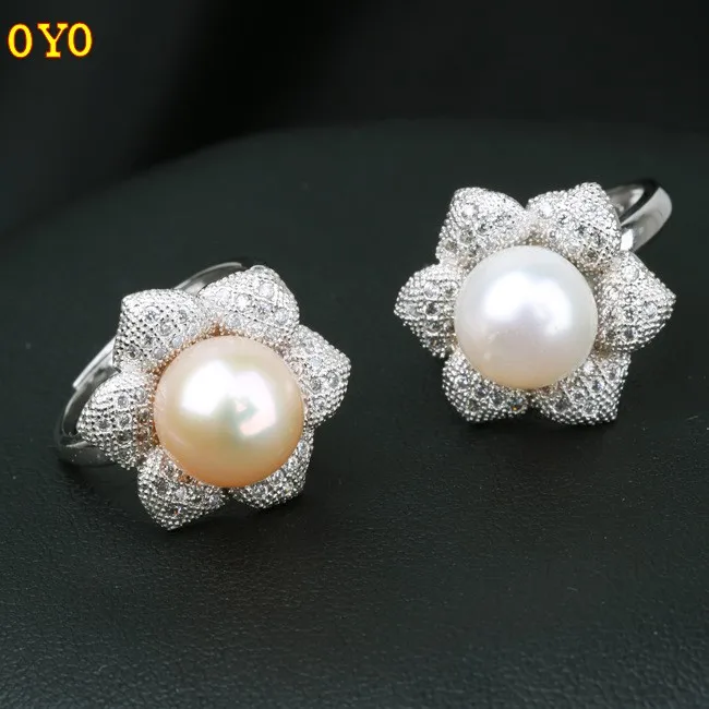 

Norfolk court jewelry wholesale Korean version of S925 silver ring with natural pearl ring lady finger ring