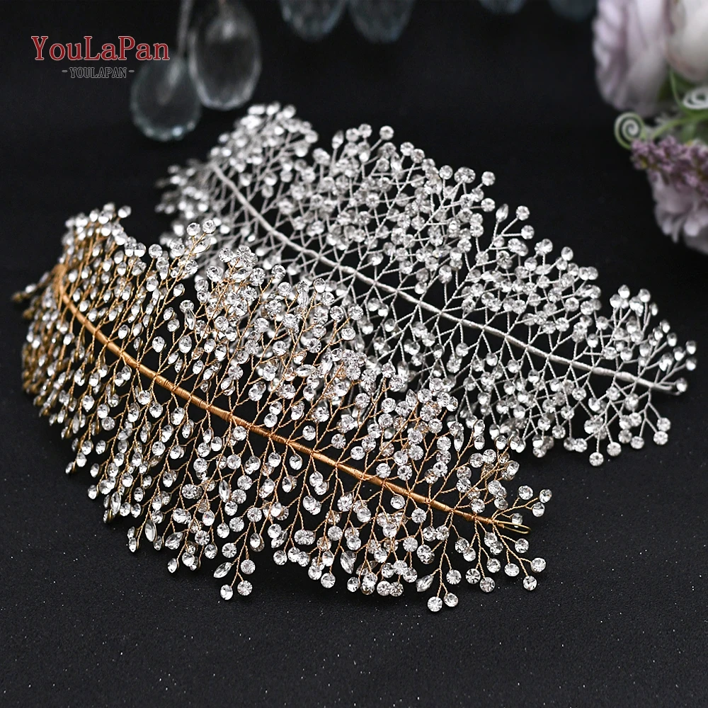 YouLaPan Bride Hair Vine Wedding Tiara Headband Full Rhinestone Crystal Bridal Headdress Wedding Headpieces Women Jewelry HP237