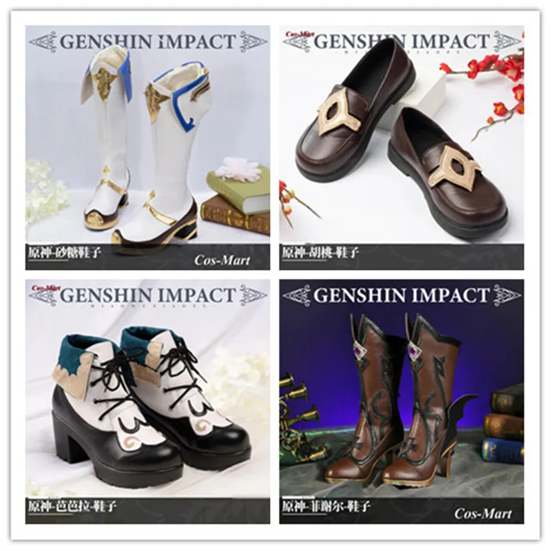Game Genshin Impact Hu Tao/Sucrose/Fischl/Barbara Cosplay Universal Fashion Handsome Combat Shoes Female Role Play Used 36-39