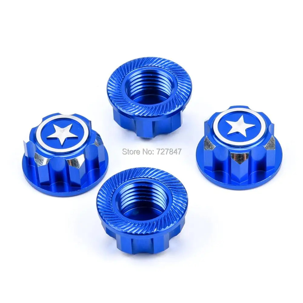 4PCS RC Car Aluminum 17mm Hex Wheel Nuts Dustproof Anti-Skid Non-slip for 1/8 TRX X-Maxx Summit E-Revo Buggy RC Truck