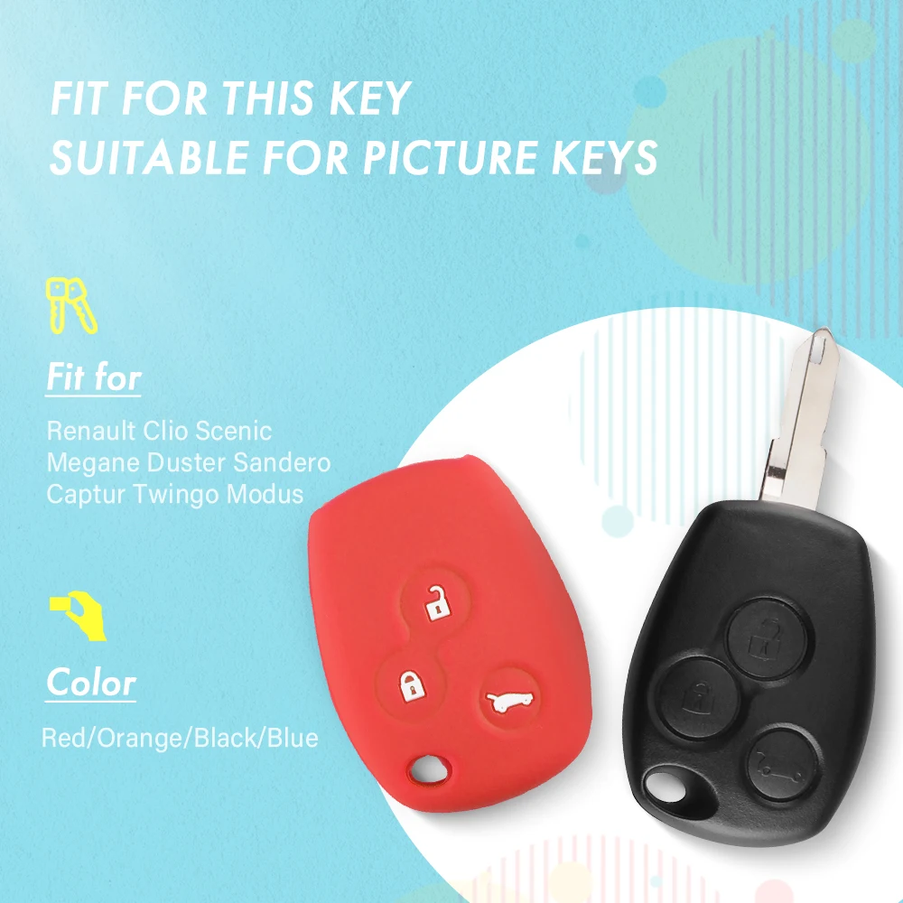 KEYYOU Silicone Rubber 3 Buttons Car Remote Key Case Cover For Renault Clio Scenic Megane Duster Sandero Captur Twingo Modus