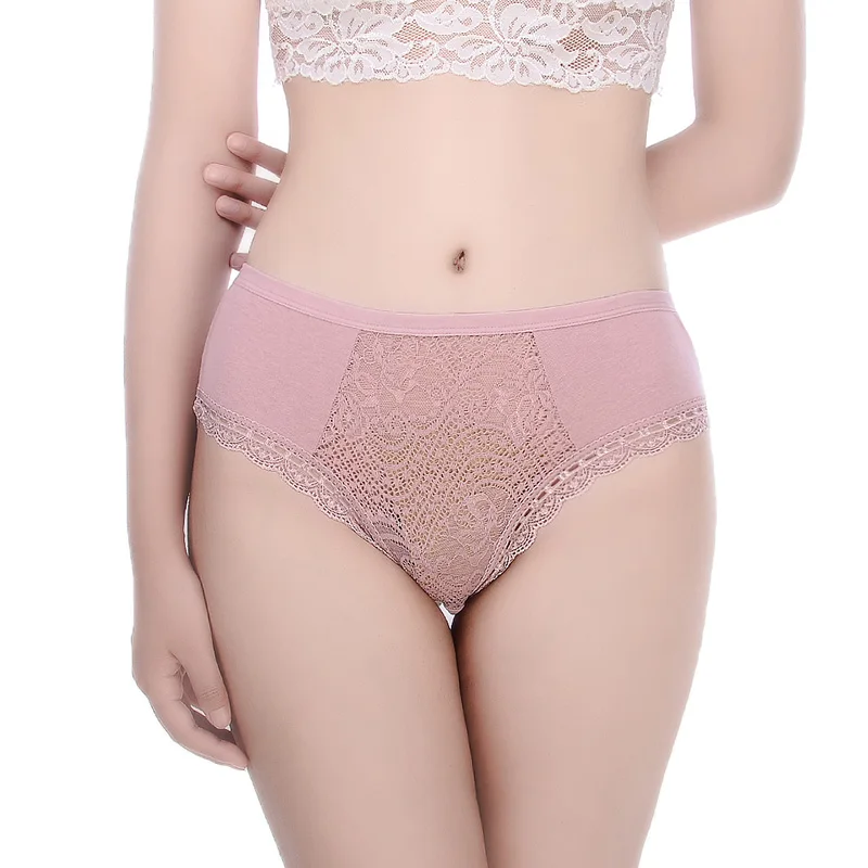 Innsly Underwear Women High Waist Panties Cotton Big Size Female Briefs Lace Embroidery Breathable Lingeries