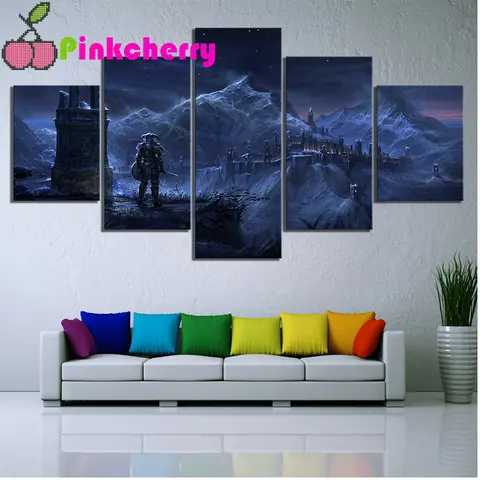 DIY Diamond Painting 5 Panel Movie Skyrim Poster Night View Mosaic Cross Stitch Full Square /Round 5D Diamond Embroidery k238