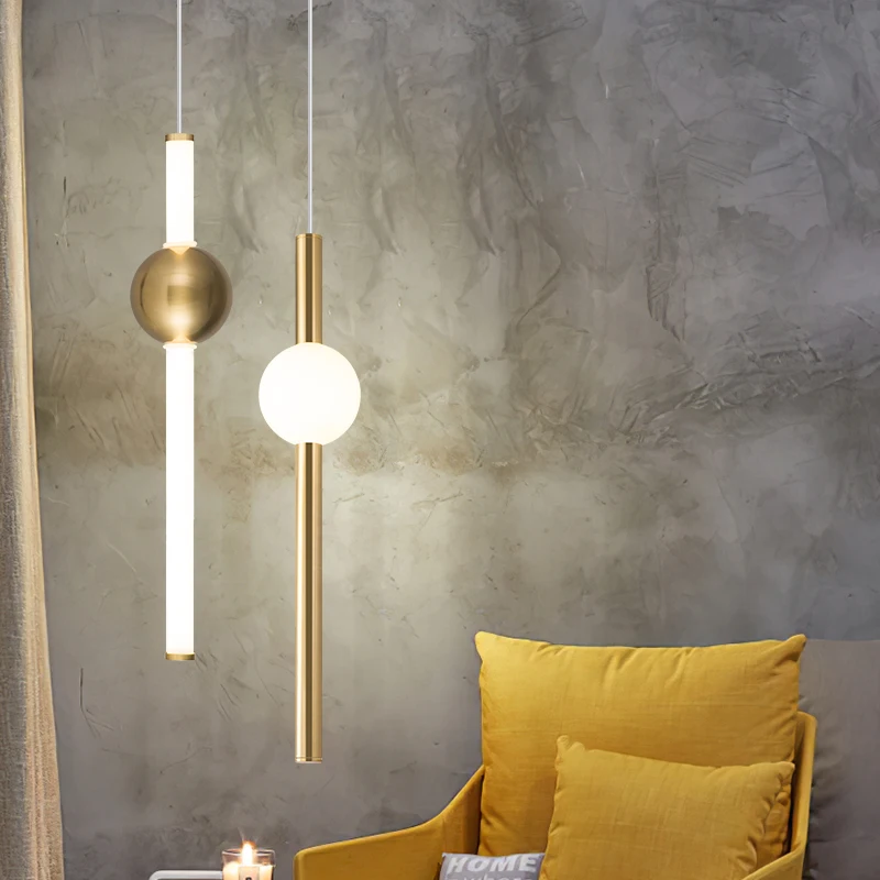 Simple Modern Art Chandelier With Vertical And Horizontal Lines Nordic Metal Luminous Ball Designer Restaurant Cafe Lights