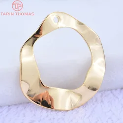 (156)6PCS 23.5x22MM 24K Gold Color Plated Brass Hollow Irregular Charms Pendants High Quality DIY Jewelry Making Findings