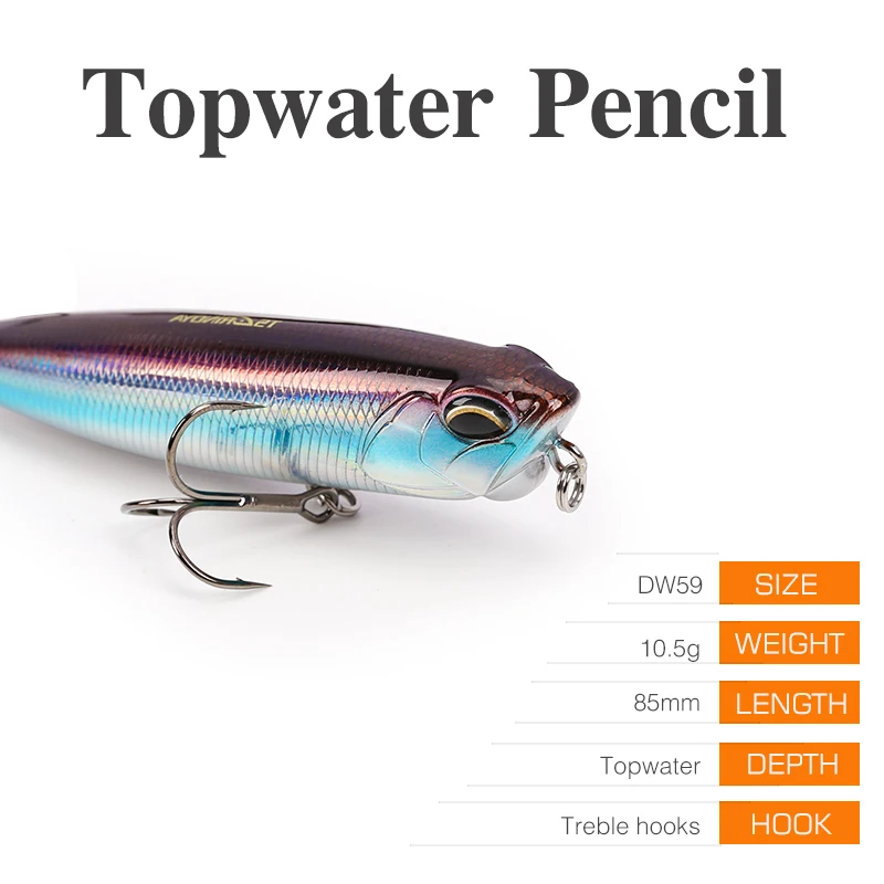 TSURINOYA 3pcs Floating Pencil Lure Set DW59 85mm 10.5g Topwater MInnow Crank Hard Bait Bass Snakehead Articial Wobblers Peche