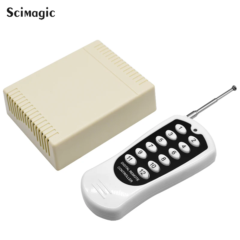 

12CH 433MHz Universal Wireless Remote DC 12V Rf Relay and Transmitter Remote Garage/LED/Light/Fan/Home Appliance Control Switch