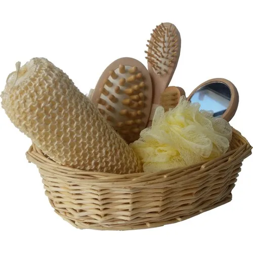 Bath Hamam Massage Clean Set 7 Piece Basket Bamboo Natural Product