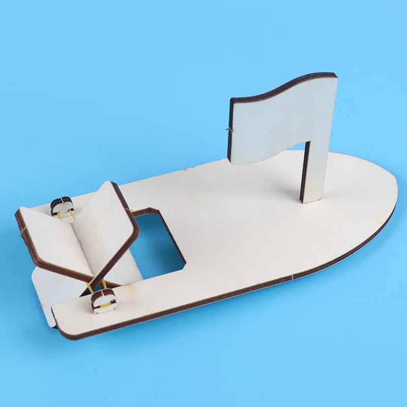 Children's Diy Homemade Wooden Sailboat Rubber Band Power Boat Technology Small Production Creative Handmade Small Invention Toy