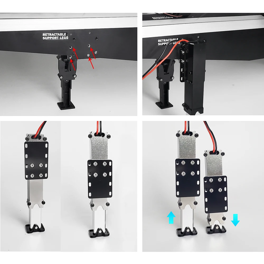 AXSPEED 2pcs Adjustable Kickstand Electric Foot Support Stand Lifting Legs For 1/14 Tamiya Trailer Tractor RC Truck Car