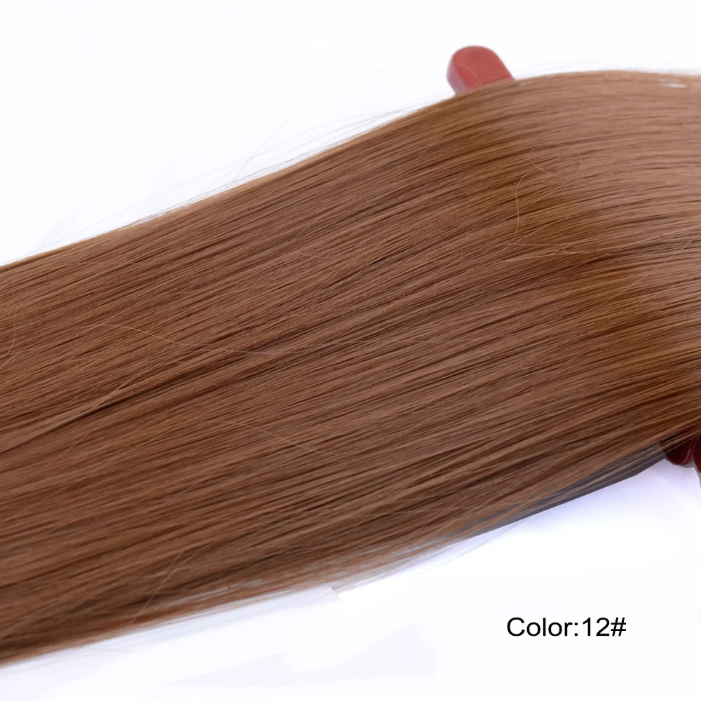 Jeedou Long Straight Clip in Hair Extensions 7pcs/set For Full Head Synthetic Hairpiece Black Light Brown Color