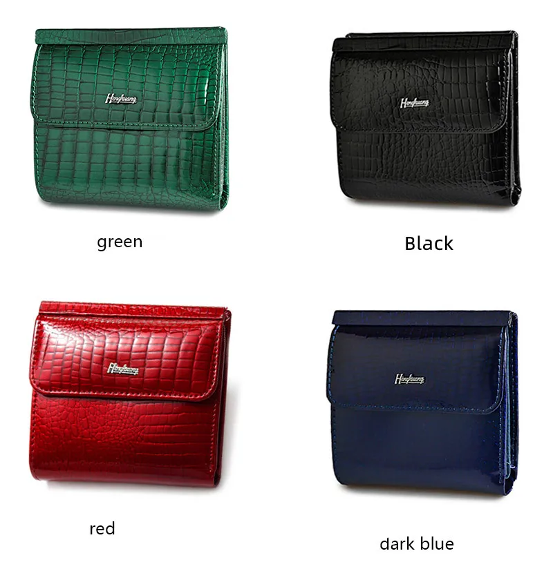 HH Echtem Leder frauen Brieftasche Mini Brieftaschen Frauen Kurze Kupplung Luxus Weibliche Geldbörse der Dame Geldbörsen – Detail 4