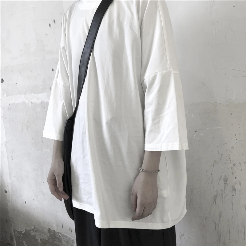 Women's new summer round collar solid color seven minute sleeve loose and comfortable short sleeve T-shirt fashion versatile
