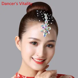 New Children Latin Dance Headdress Competition Professional Performance Diamond Accessories Adults National Standard Decoration