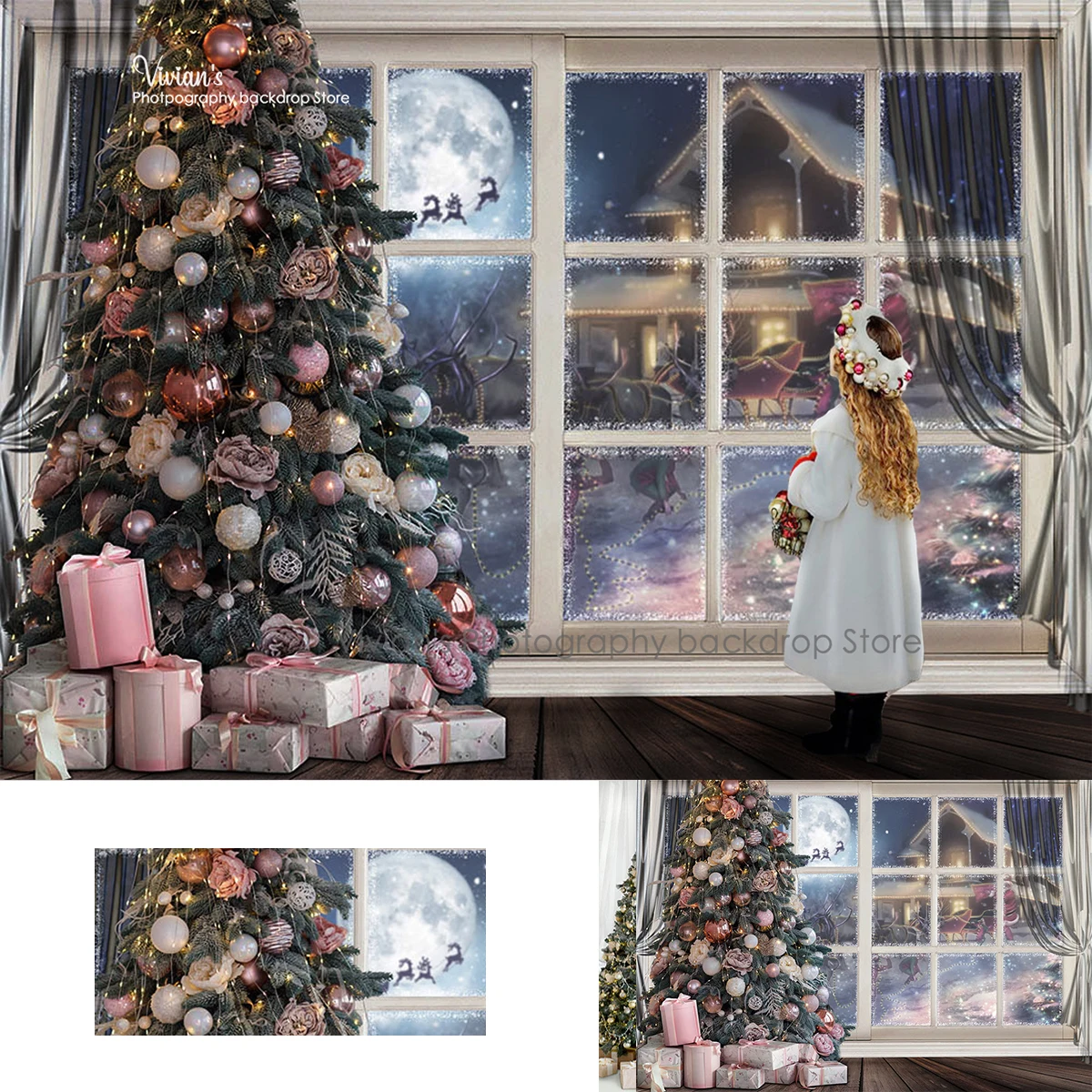Arrière-plan de photographie de noël pour enfants, accessoires d'anniversaire, couronne d'arbres, décoration de cheminée, papier peint, écrasement de gâteau pour bébé, studio photo