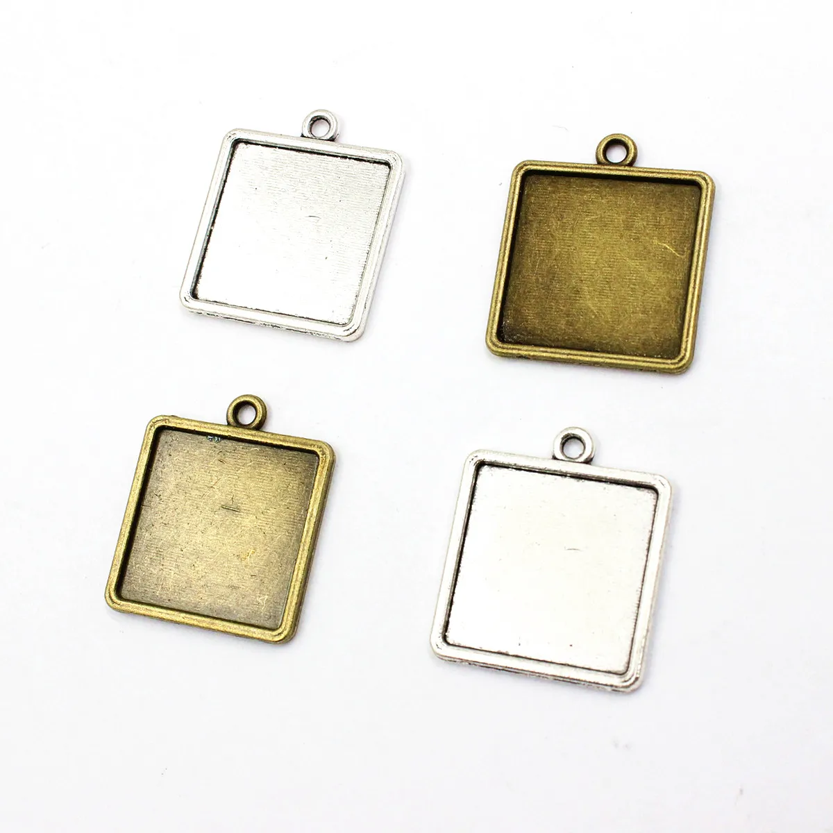 Fit 15mm 20mm Square Cabochons Summer Fashion Pattern Glass Frame bezel Settings Tray blank DIY Making Accessories 20pcs K06306