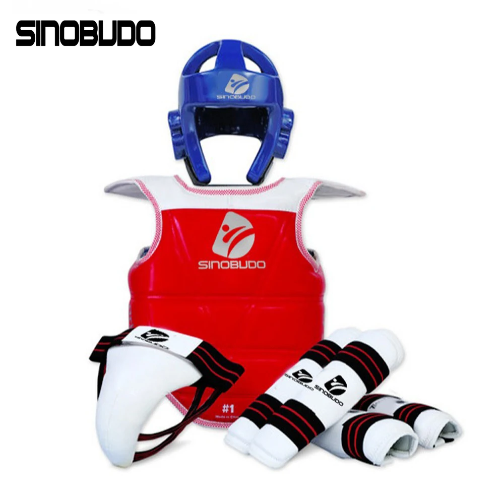 Adults Children Karate Chest Leg Protector Set WTF Palm Gloves Taekwondo Helmet Kids MMA Jockstrap Body Guard Sparring Equipment