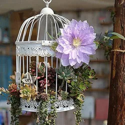 Iron Metal Birdcage Frame Wire Succulent Pot Metal Planter Iron Plant Basket 7.5cm Bird Cage Decoration Hanging Flowerpot