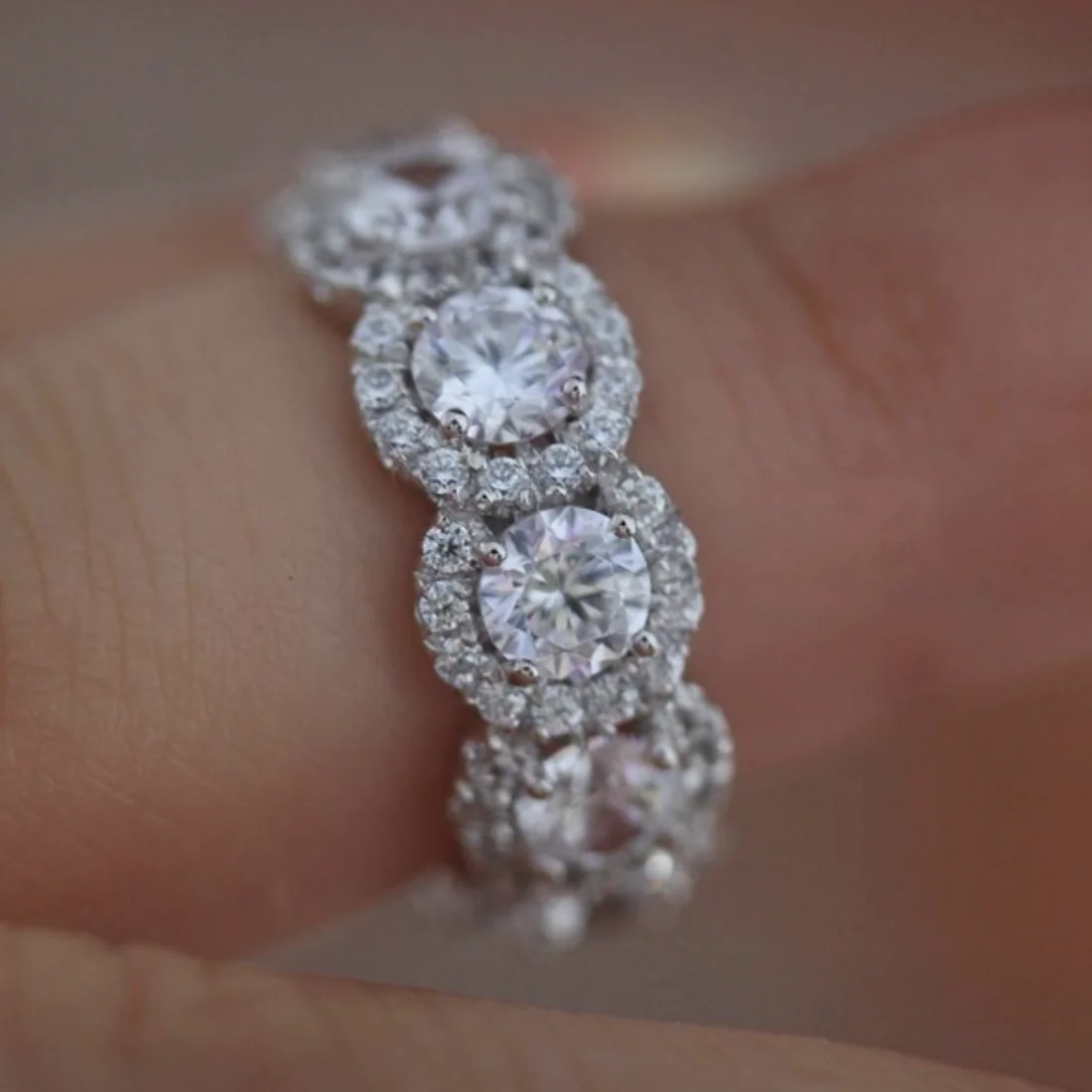 Fashion 925 sterling silver wedding eternity band rings for women Lady engagement party anniversary love jewelry girl gift