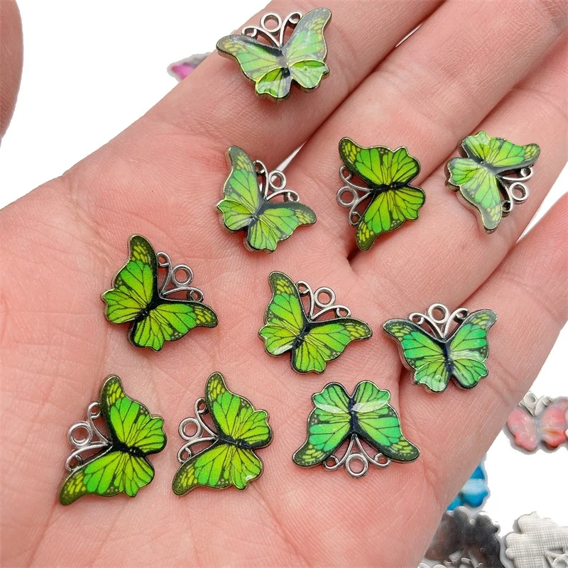 Kpop 20Pcs Colorful Butterfly Charms Cute Enamel Pendant For Necklace Bracelet DIY Jewelry Making Accessories Findings Wholesale