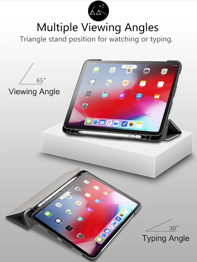 Capa inteligente para ipad pro 11 2018, capa com suporte de caneta, tpu macio, 11 polegadas, 2018