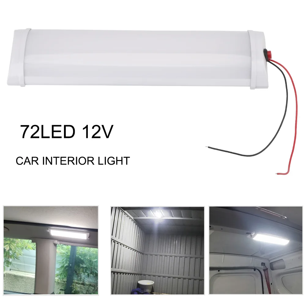 12V 10W For Lorry Truck Camper Ship Reading Lamp 72LED Indoor Ceiling Lights Car Interior Led Light Bar With Switch