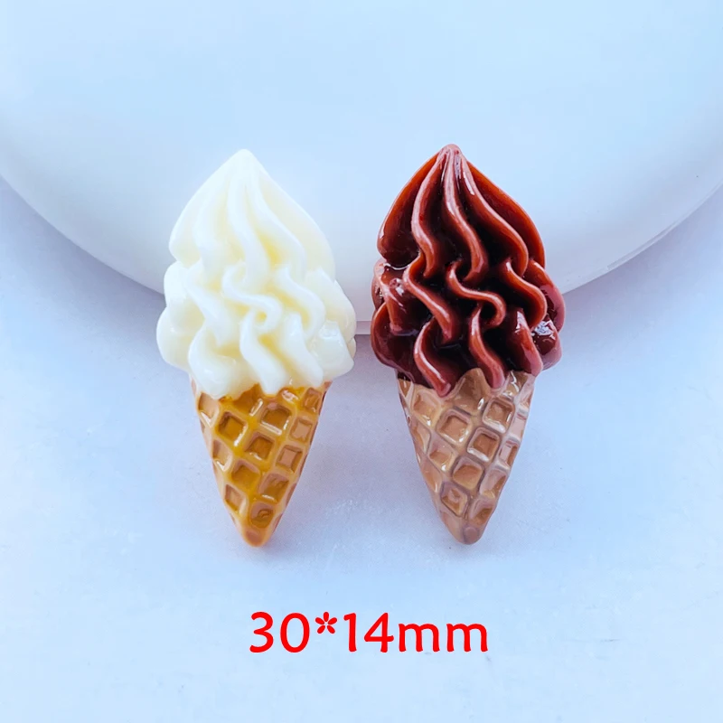 10 PCS Cute Cartoon Chocolate Ice Cream Series Resin Kawaii Flat Bottom Scrapbook DIY Crafts Decoration Accessories B73