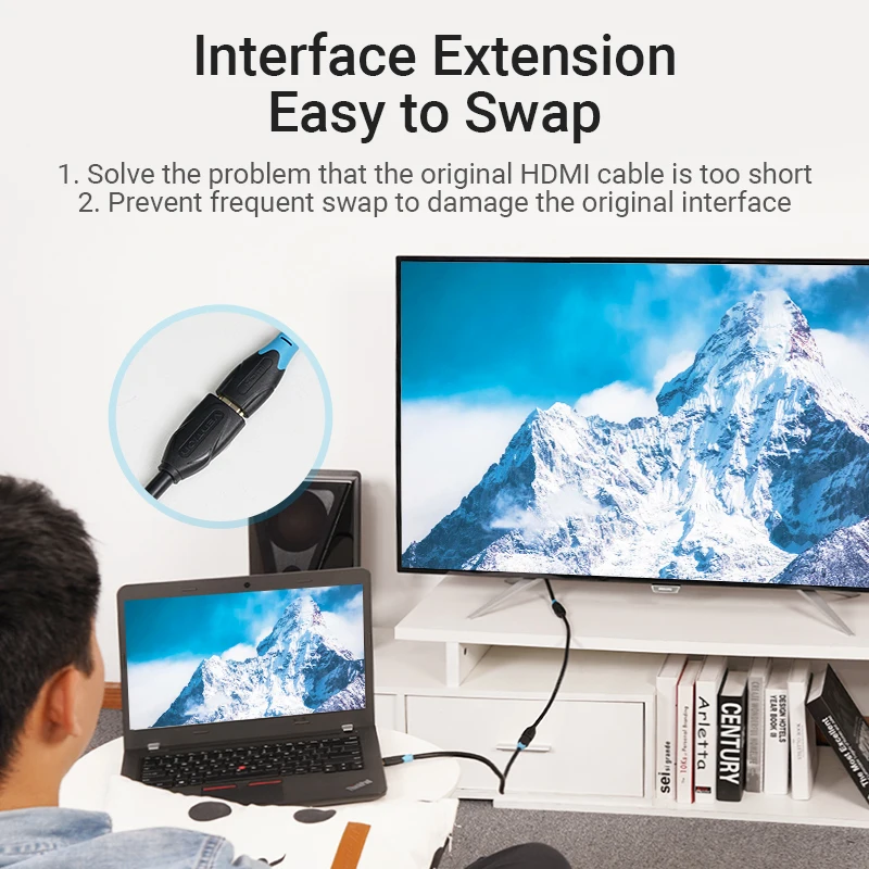 Vention สายต่อ HDMI 4K/60Hz HD HDMI 2.0หญิงหญิง Extender สำหรับโปรเจคเตอร์ PS3/4 HDMI 2.0สายเคเบิล