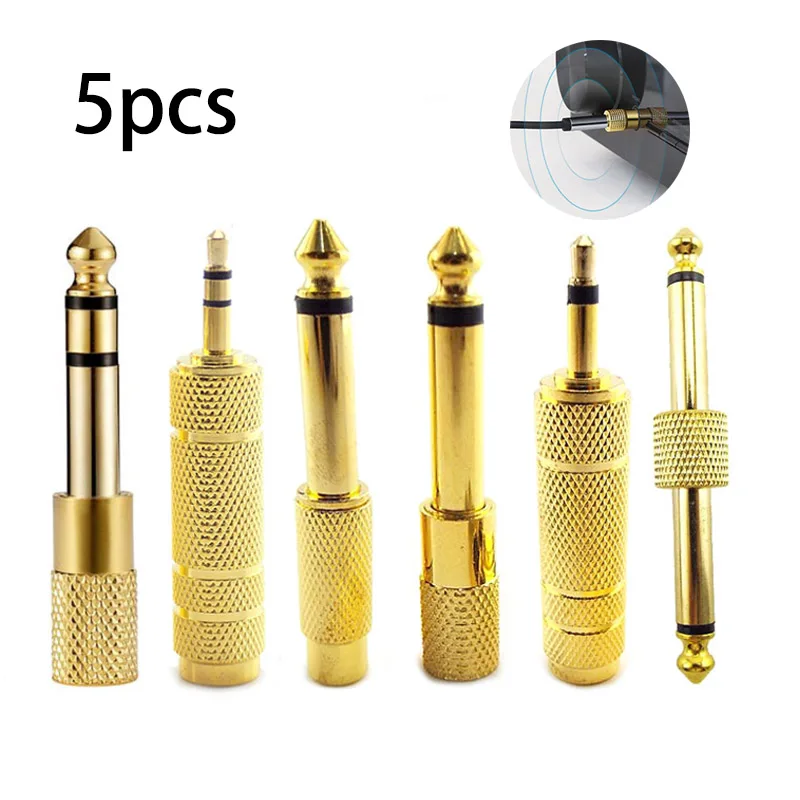 5pcs 6.35mm Plug to 3.5mm Jack Audio Headset Microphone Guitar Adapter 6.5mm Male to 3.5mm Female Converter Aux Cable