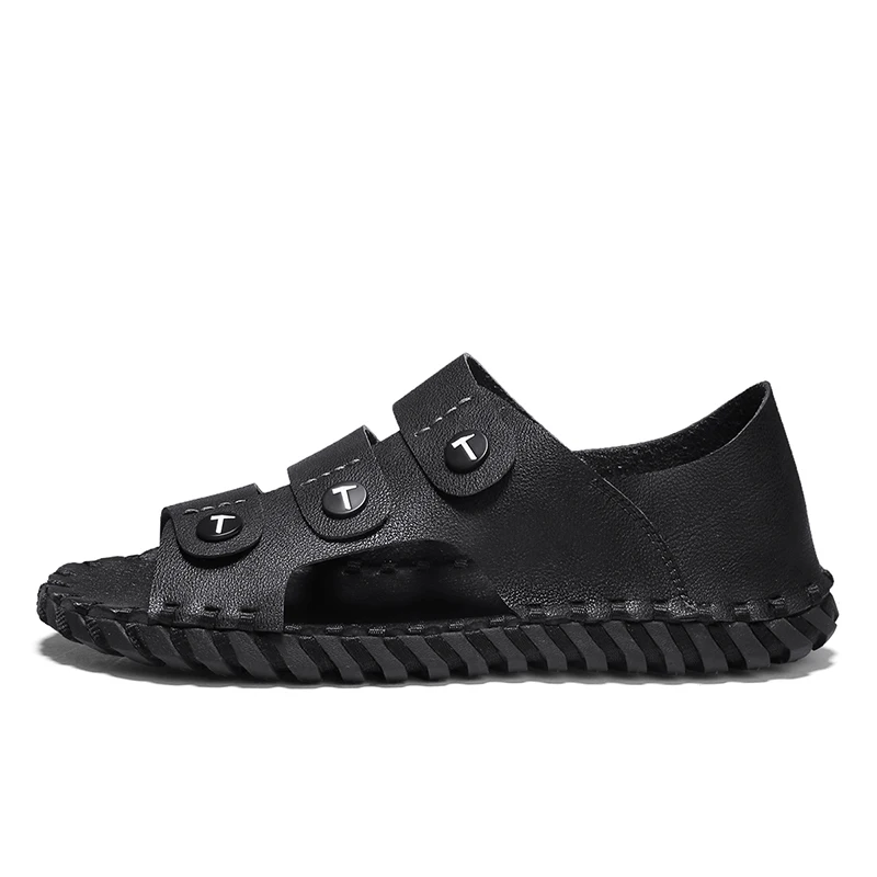 SHENCE Summer High Quality Handmade Sandals for Man Casual Beach Shoes Deodorant Soft Sole Comfortable Plus Size Men's Slippers