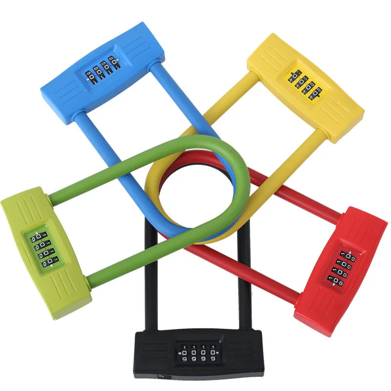 Candado en U para bicicletas, candado combinado de alta resistencia para portón, antirrobo, 4 colores, novedad