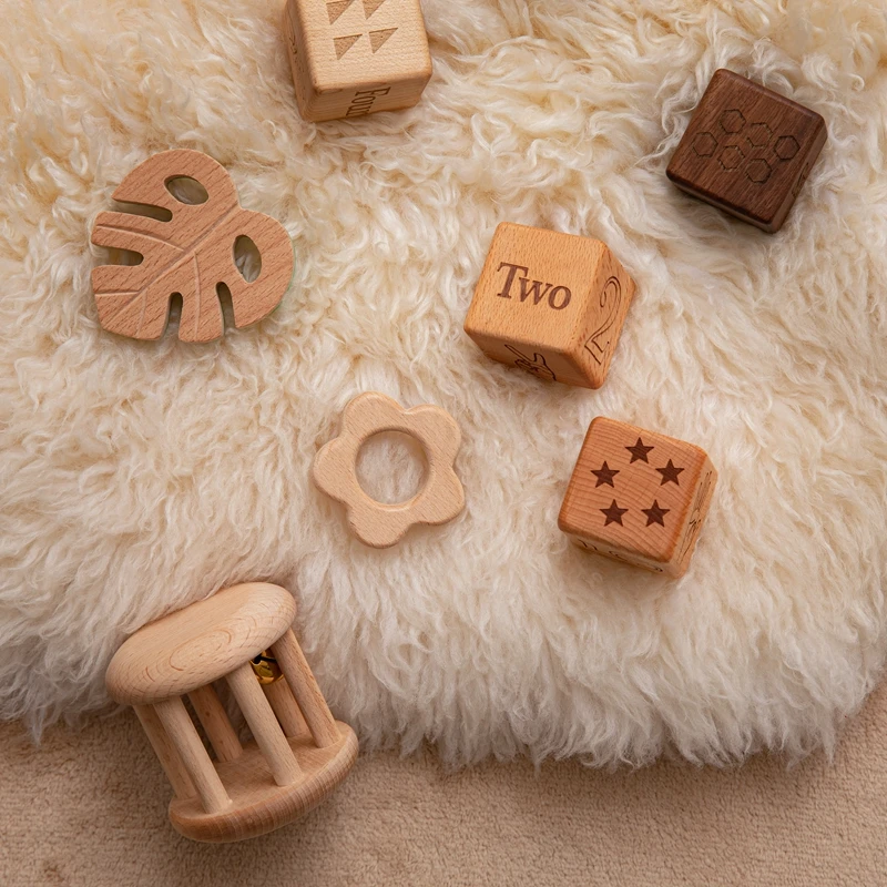 Ensemble de blocs de construction en bois pour bébé, jouets en bois naturel organique, Protection de l'environnement, 1 ensemble