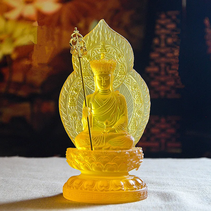 

Delicate 18cm Yellow Resin Sitting Ksitigarbha Buddha Statue ,Tibetan Keep Safe Suppliers Home Putting Decorations Figurines