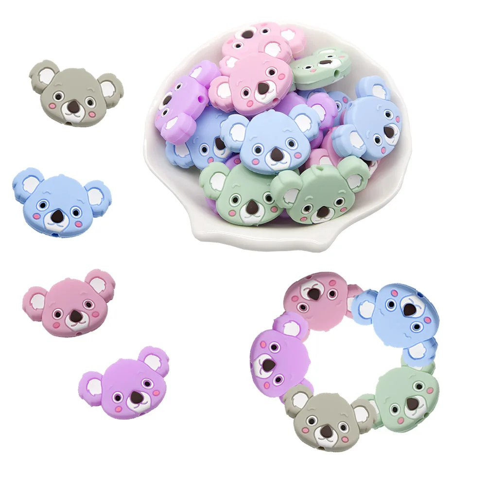 10 koala silicone jewelry chewing care beads DIY baby teething pacifier chain toy accessories baby supplies