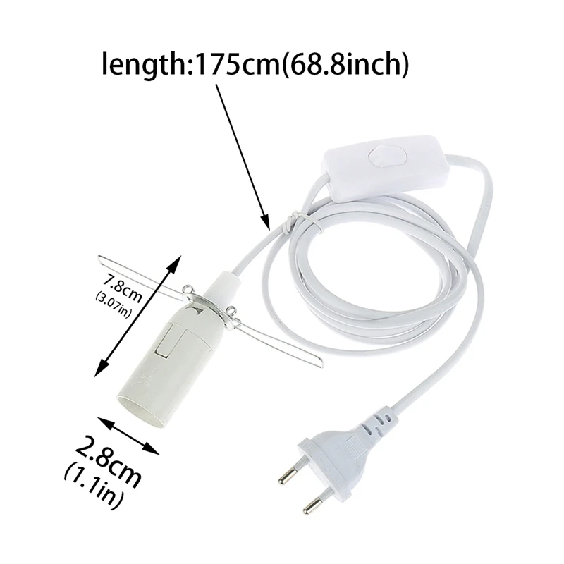 E14 E27 소켓 소금 램프베이스 스위치 EU 플러그 와이어 1.8m 전원 코드 케이블 펜던트, LED 전구 행램프 서스펜션 홀더