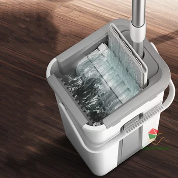 Mop Magic Floor Squeeze Mop with Bucket Flat Bucket Rotating Mop for Wash Floor House Home